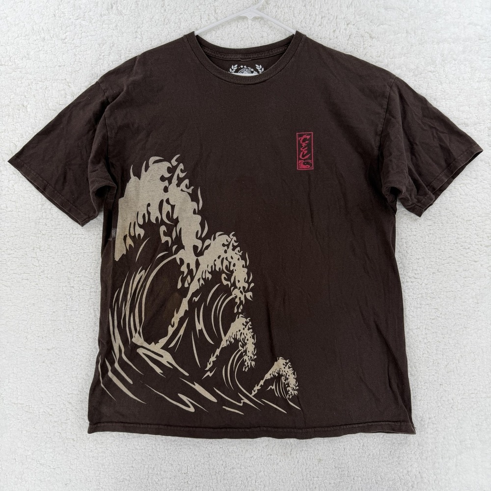 T&C Surf Designs Shirt Mens XL Brown Wave Surf Graphic Tee T-Shirt Ocean Hawaii